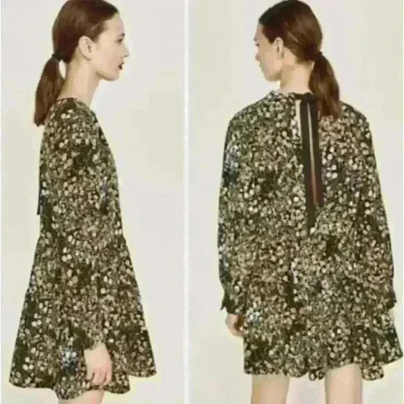 Zara Basic Collection Floral Mini Romper Tie Back Size Small - Picture 1 of 15